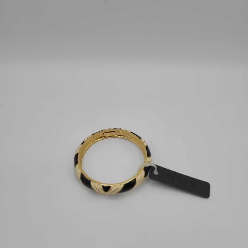 J Crew Black and Ivory Gold Tone Bangle Bracelet NWT! NEW!